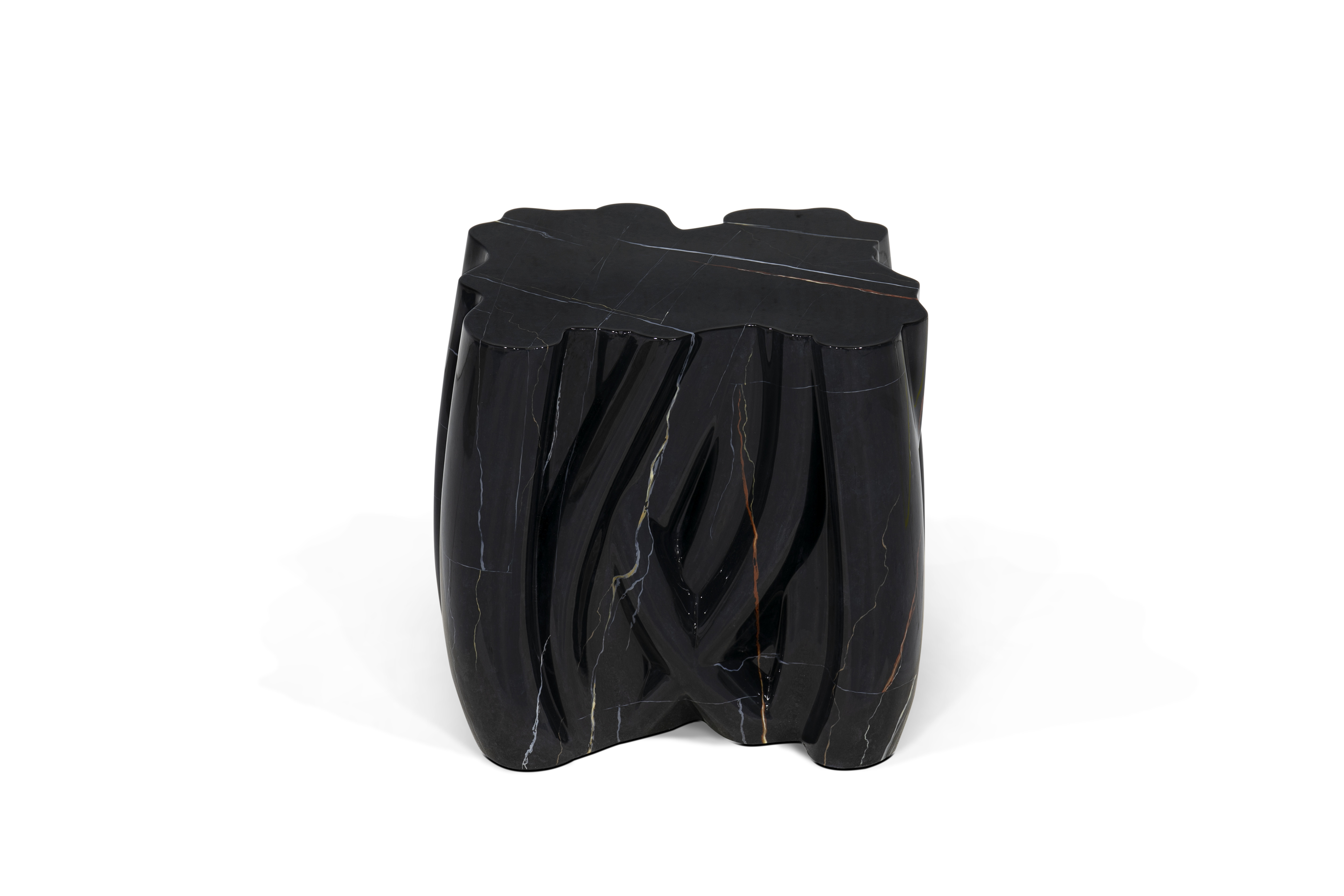 MONOCHROME BLACK FAUX-MARBLE SIDE TABLE
