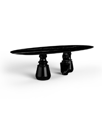 PIETRA OVAL XL NERO MARQUINA DINING TABLE
