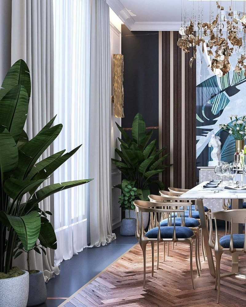 DINING ROOM IN STUNNING BLUE AND GREEN TONES