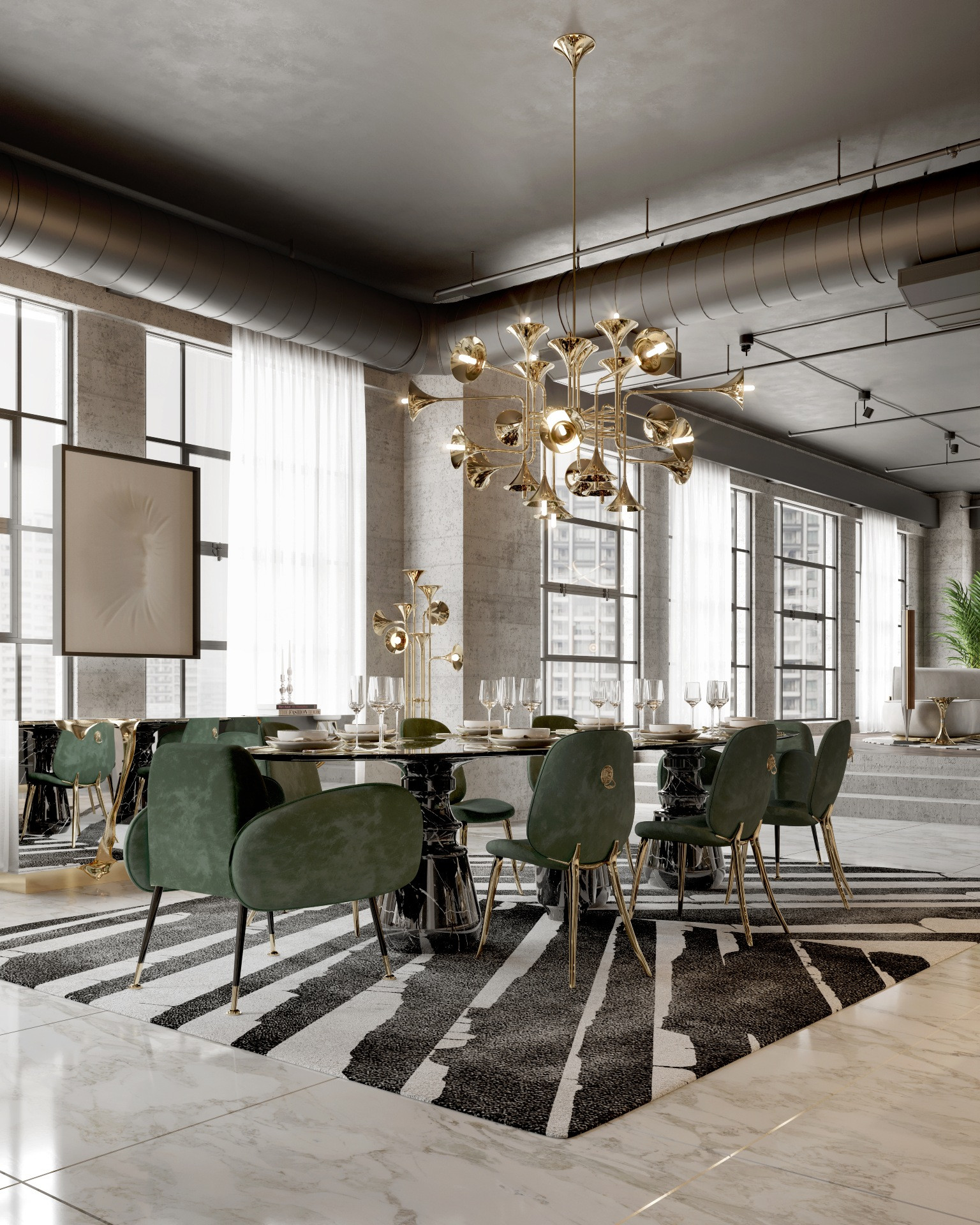 Eclectic Loft Dining Room