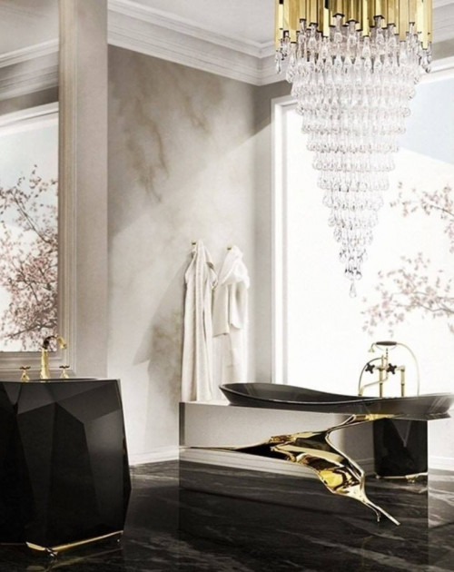 BATHROOM WITH CONSTRATING TONES IN A LUXURY STYLE