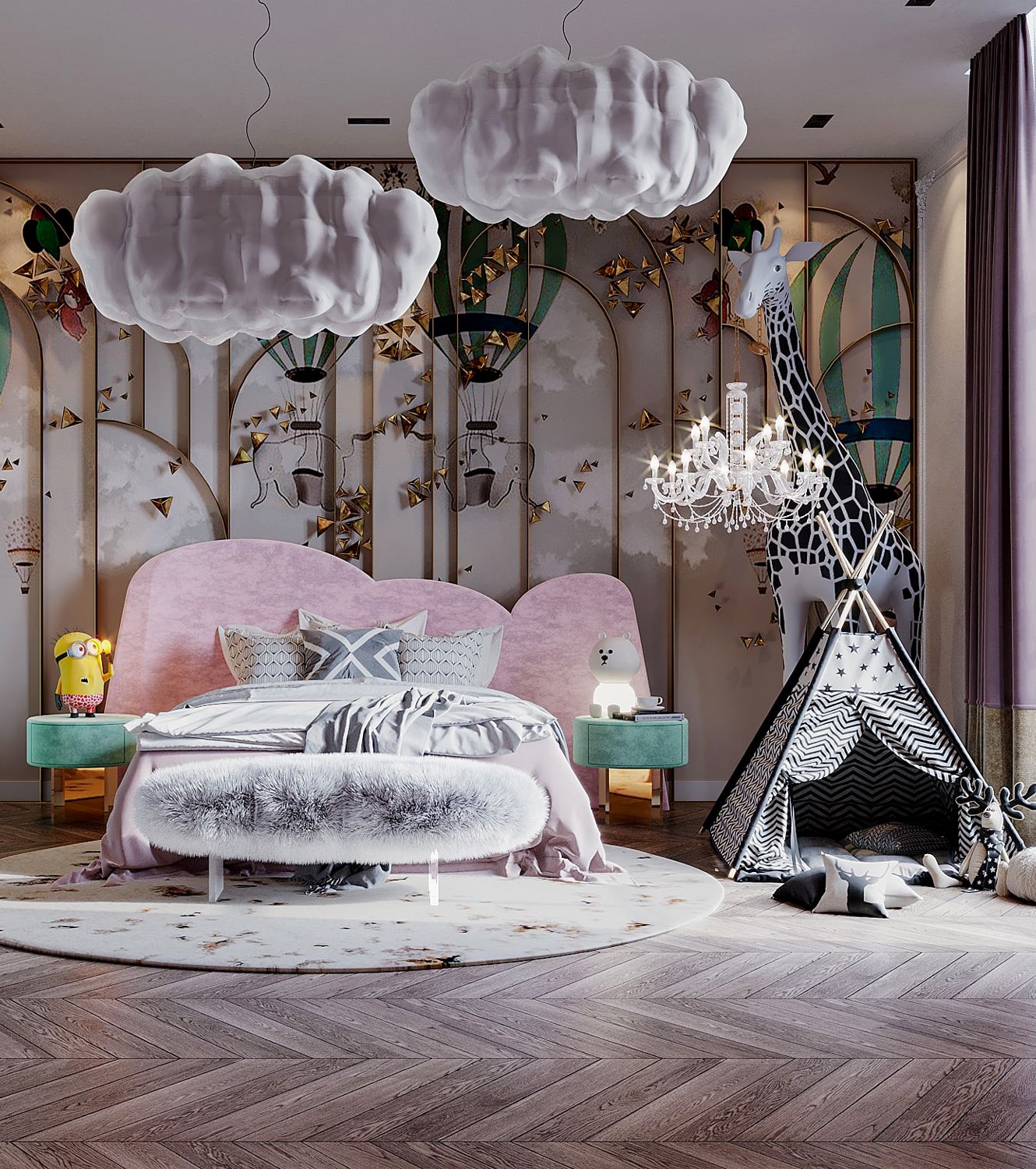 girls bedroom - OPULENT MODERN CLASSIC VILLA IN RIYADH
