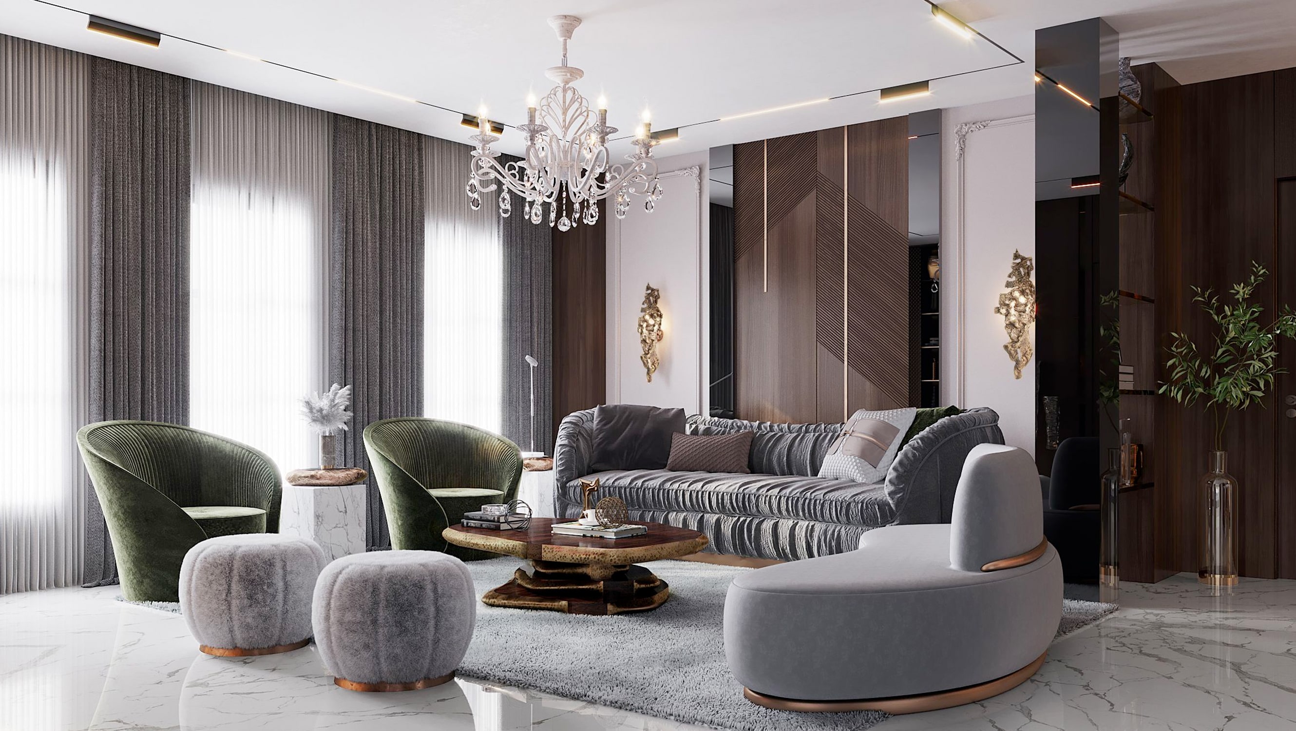 living room - OPULENT MODERN CLASSIC VILLA IN RIYADH